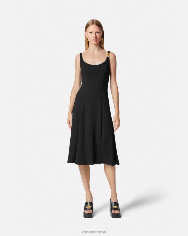 esso Versace donne Abito midi con Medusa del '95 nero JT08Z41 vestiario