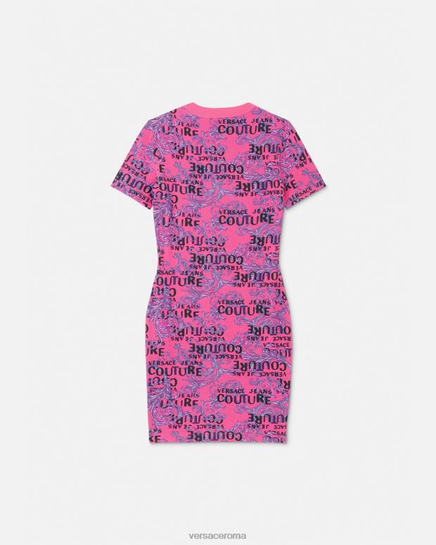 esso Versace donne Abito t-shirt couture con logo fucsia JT08Z2184 vestiario