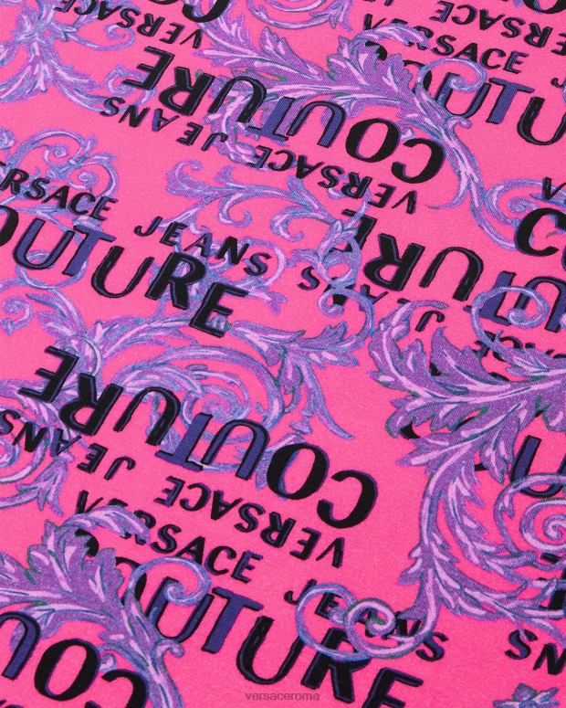 esso Versace donne Abito t-shirt couture con logo fucsia JT08Z2184 vestiario