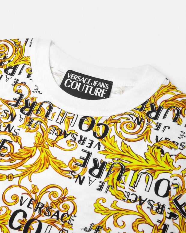 esso Versace donne Abito t-shirt couture con logo oro e bianco JT08Z2185 vestiario