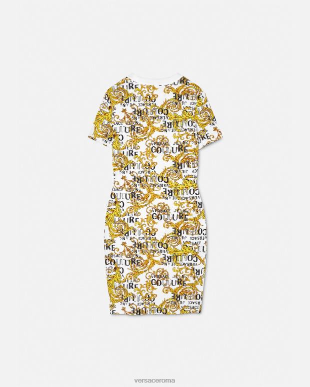 esso Versace donne Abito t-shirt couture con logo oro e bianco JT08Z2185 vestiario