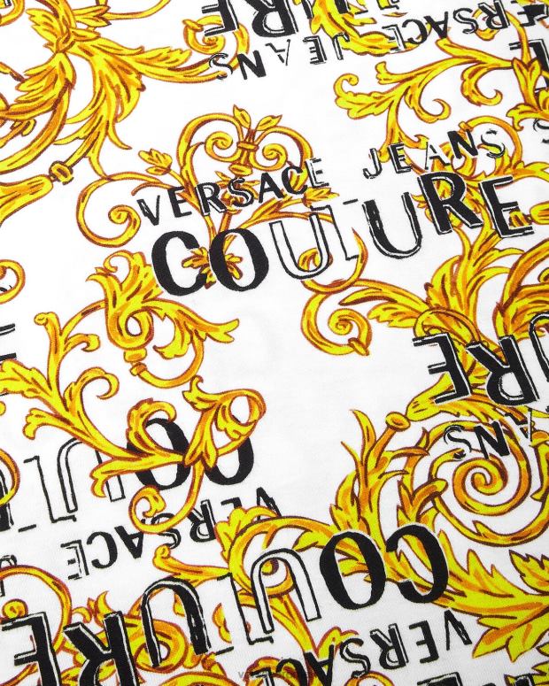 esso Versace donne Abito t-shirt couture con logo oro e bianco JT08Z2185 vestiario