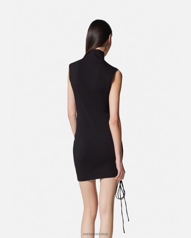 esso Versace donne Miniabito con lacci con logo nero JT08Z2158 vestiario