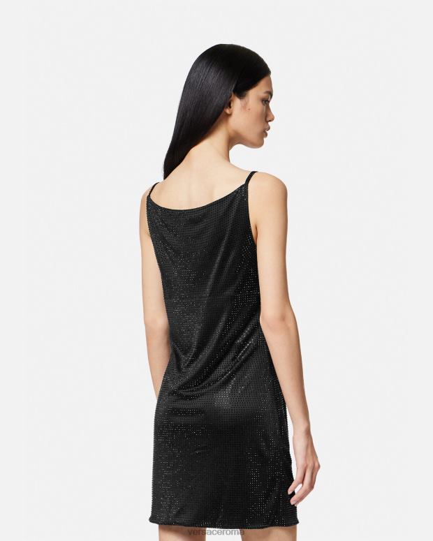esso Versace donne Miniabito con medusa di cristalli del '95 nero JT08Z31 vestiario
