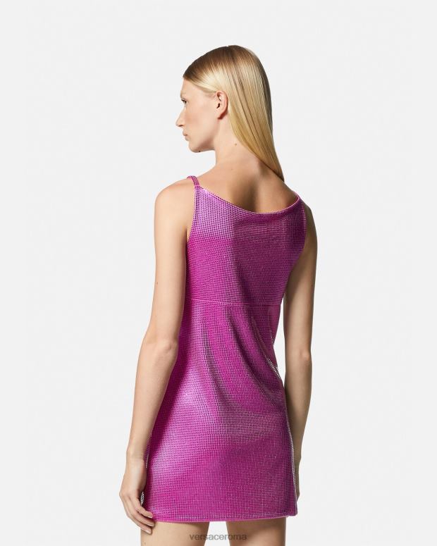 esso Versace donne Miniabito in rete metallica con Medusa '95 fucsia JT08Z63 vestiario