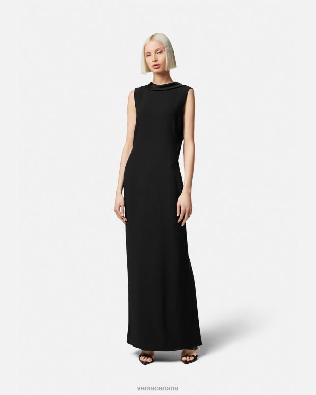 esso Versace donne abito lungo con cappuccio nero JT08Z58 vestiario
