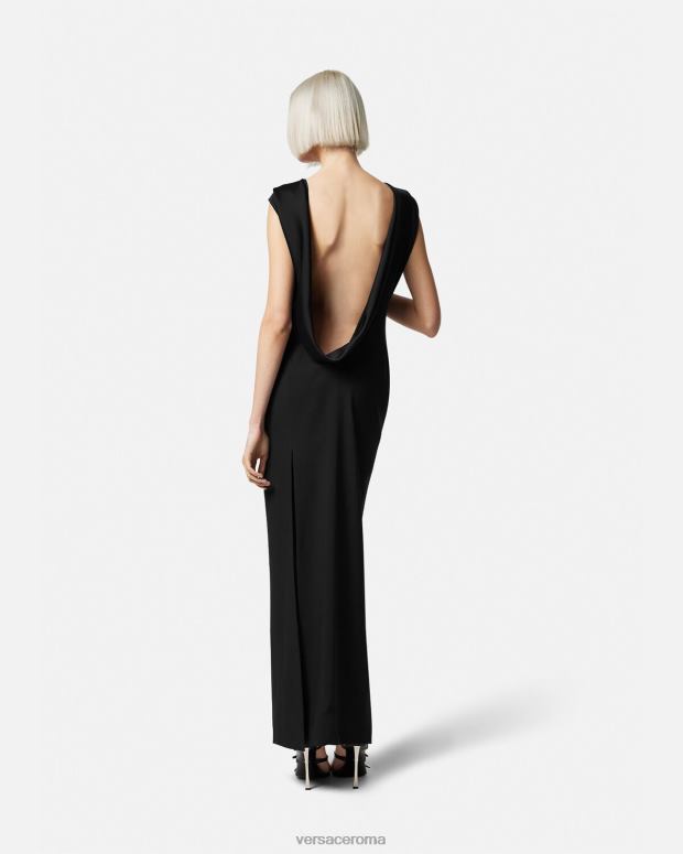esso Versace donne abito lungo con cappuccio nero JT08Z58 vestiario