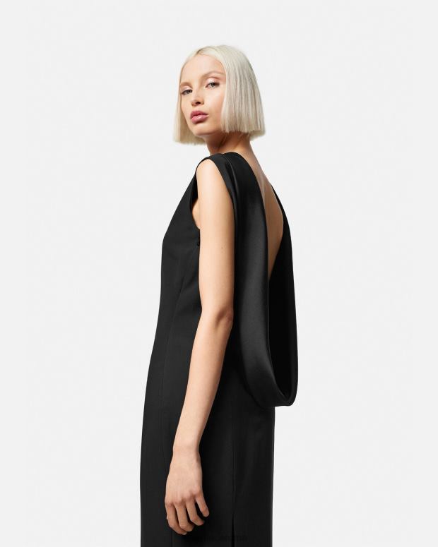 esso Versace donne abito lungo con cappuccio nero JT08Z58 vestiario