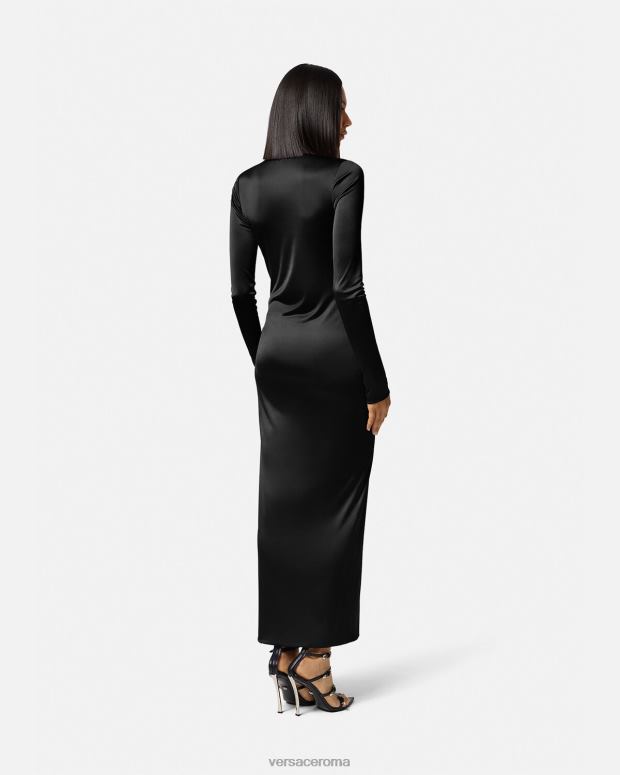 esso Versace donne abito lungo con cappuccio nero JT08Z59 vestiario