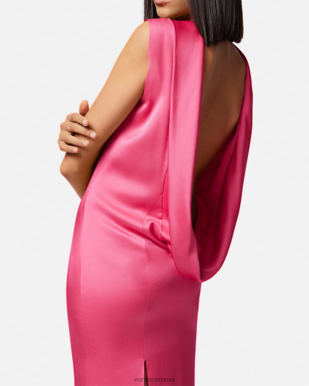 esso Versace donne abito lungo con cappuccio rosa JT08Z61 vestiario