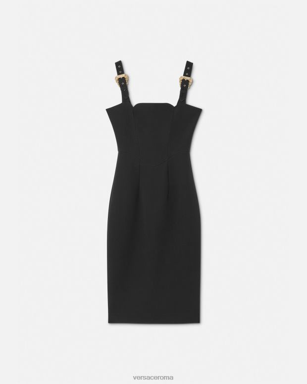 esso Versace donne abito midi con fibbia barocca nero JT08Z2142 vestiario