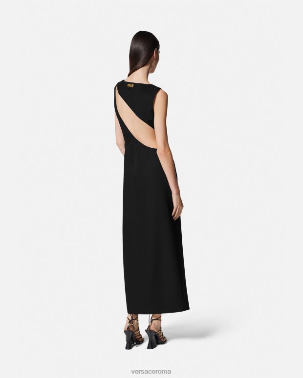 esso Versace donne abito midi couture con logo nero JT08Z2190 vestiario