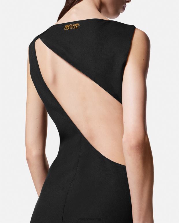 esso Versace donne abito midi couture con logo nero JT08Z2190 vestiario