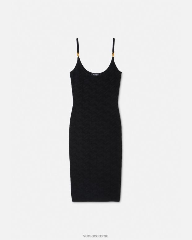 esso Versace donne abito midi in maglia medusa '95 la greca nero JT08Z38 vestiario