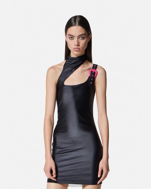 esso Versace donne miniabito con fibbia barocca nero JT08Z2195 vestiario