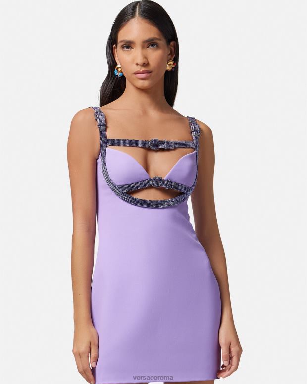 esso Versace donne miniabito con ritagli di cristalli un colore JT08Z11 vestiario