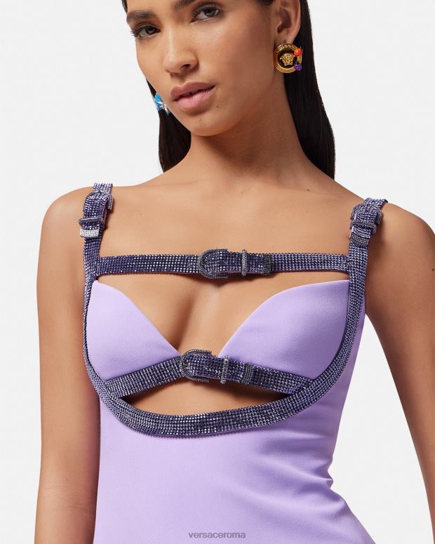 esso Versace donne miniabito con ritagli di cristalli un colore JT08Z11 vestiario