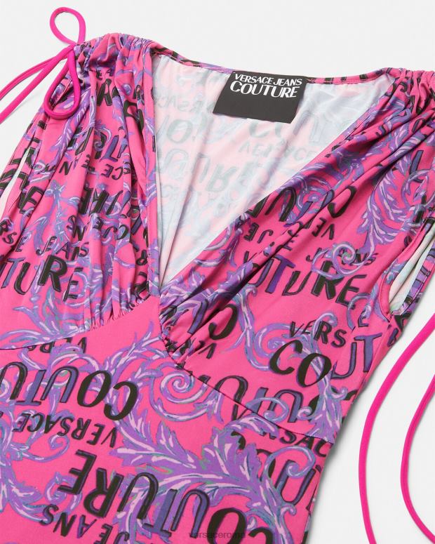 esso Versace donne miniabito couture con logo fucsia JT08Z2188 vestiario