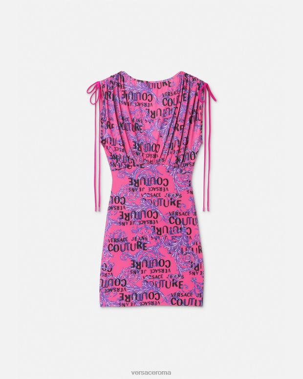 esso Versace donne miniabito couture con logo fucsia JT08Z2188 vestiario