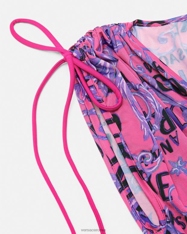 esso Versace donne miniabito couture con logo fucsia JT08Z2188 vestiario