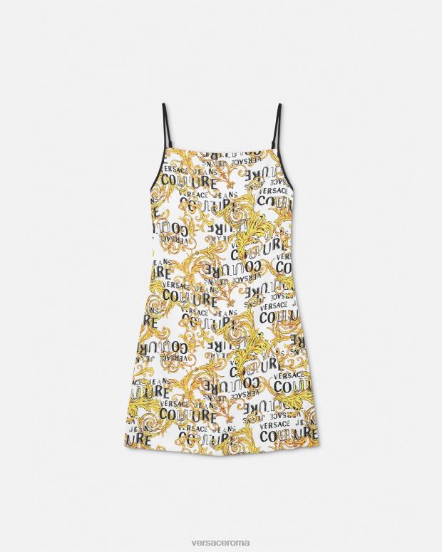 esso Versace donne miniabito couture con logo oro e bianco JT08Z2187 vestiario