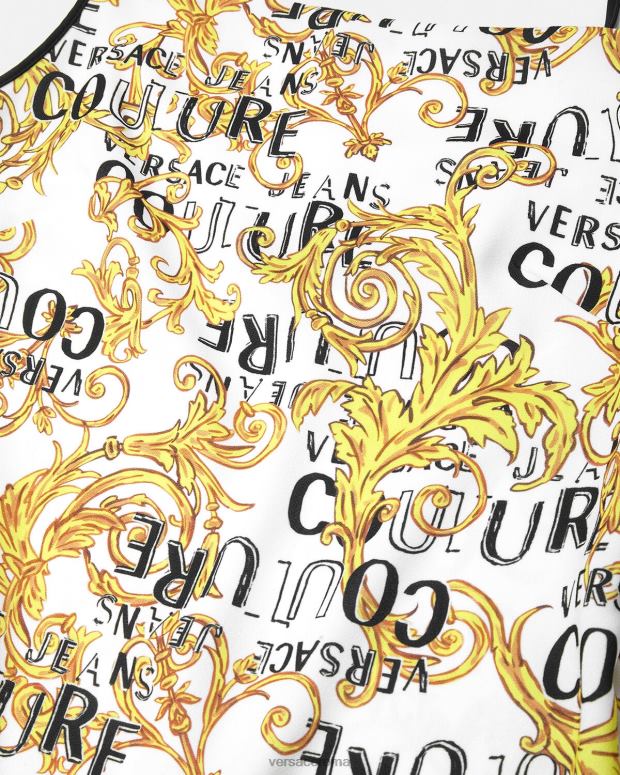 esso Versace donne miniabito couture con logo oro e bianco JT08Z2187 vestiario