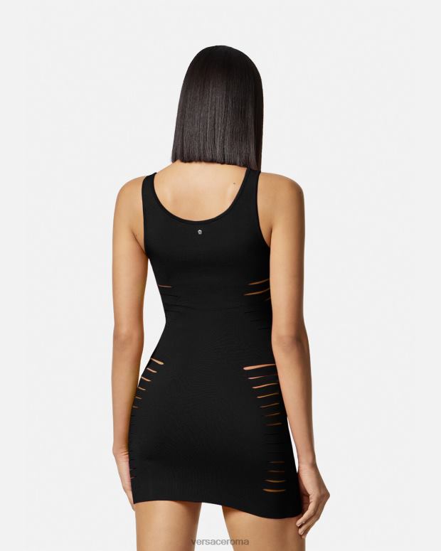 esso Versace donne miniabito in maglia tagliata nero JT08Z48 vestiario