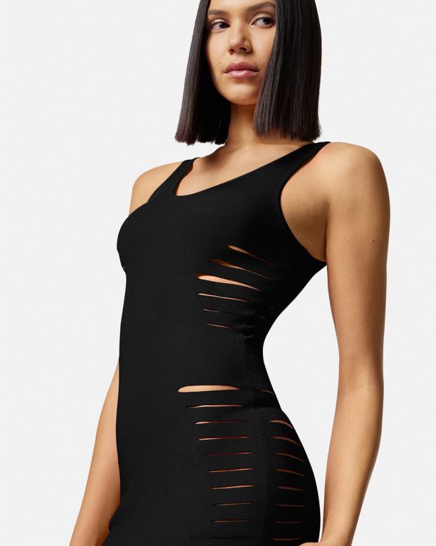 esso Versace donne miniabito in maglia tagliata nero JT08Z48 vestiario