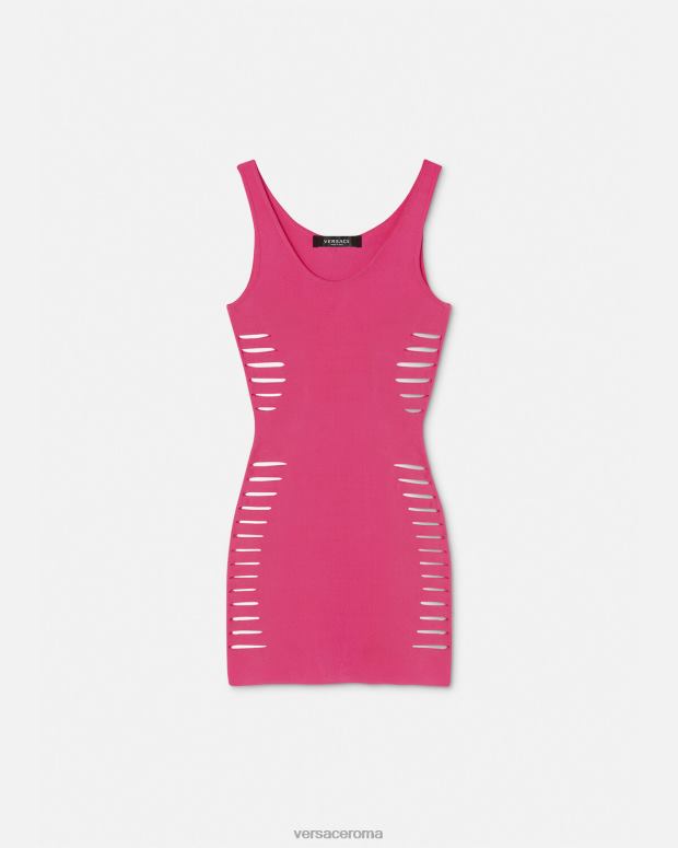 esso Versace donne miniabito in maglia tagliata rosa JT08Z47 vestiario