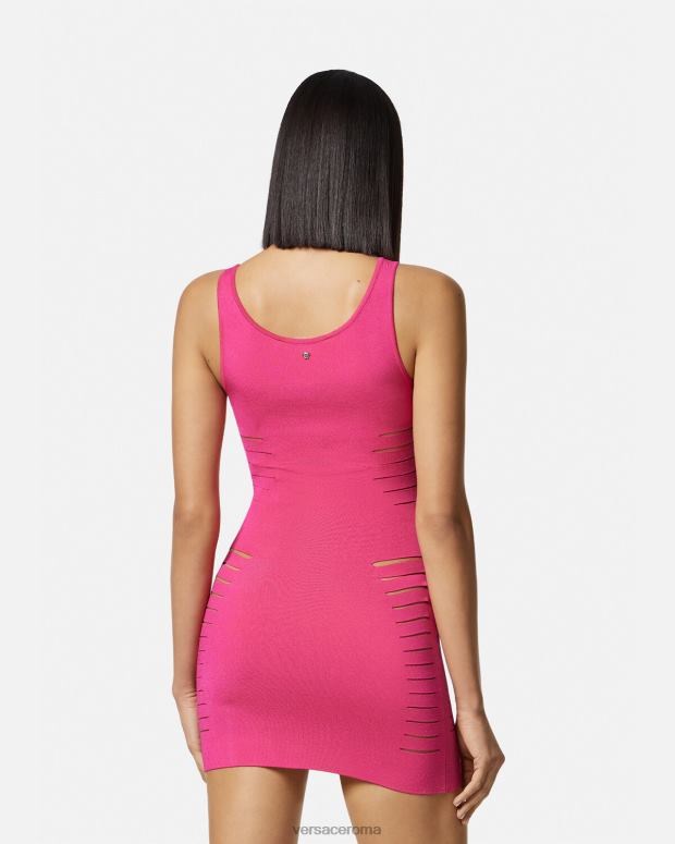 esso Versace donne miniabito in maglia tagliata rosa JT08Z47 vestiario