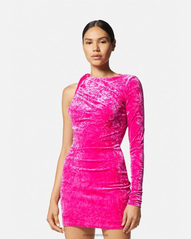 esso Versace donne miniabito in velluto arrotolato fucsia JT08Z74 vestiario
