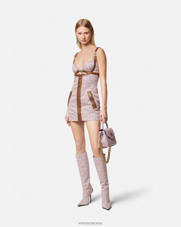 esso Versace donne miniabito integrale rosa e stampa JT08Z27 vestiario
