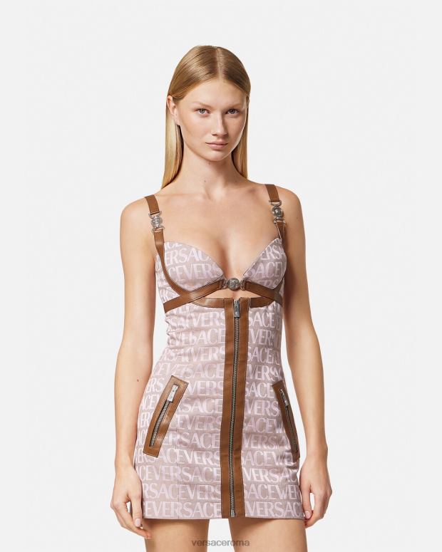 esso Versace donne miniabito integrale rosa e stampa JT08Z27 vestiario