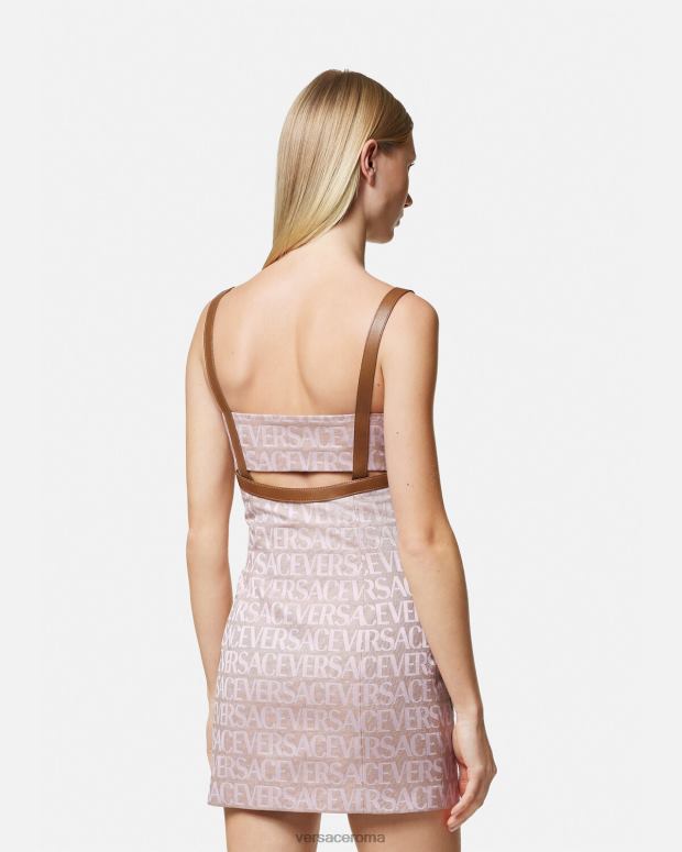 esso Versace donne miniabito integrale rosa e stampa JT08Z27 vestiario