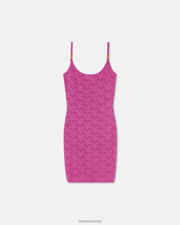 esso Versace donne miniabito medusa '95 la greca fucsia JT08Z65 vestiario