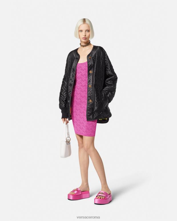 esso Versace donne miniabito medusa '95 la greca fucsia JT08Z65 vestiario