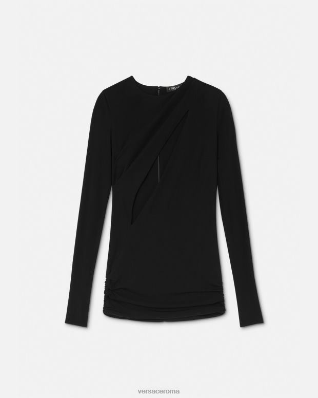 esso Versace donne miniabito tagliato nero JT08Z45 vestiario