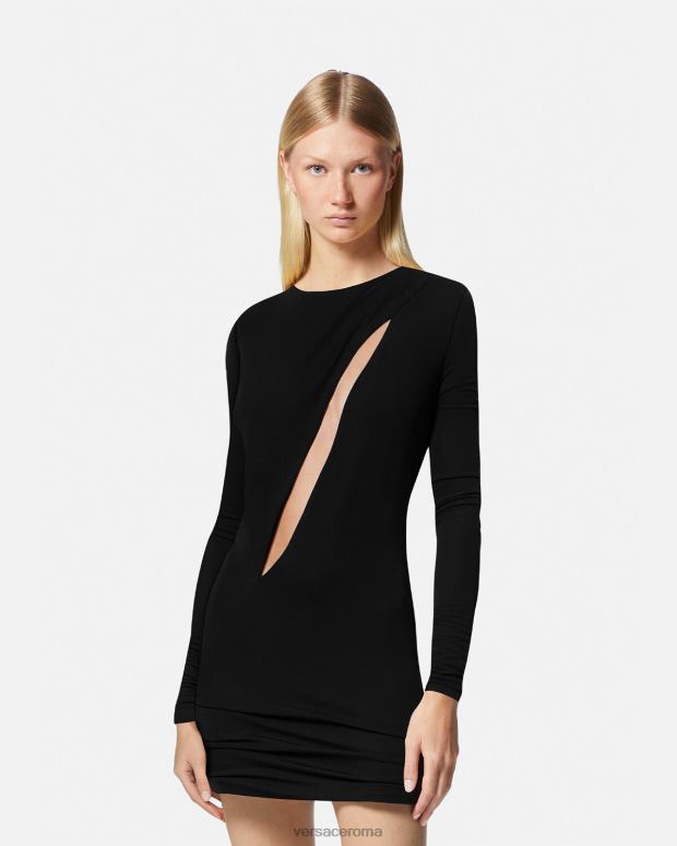 esso Versace donne miniabito tagliato nero JT08Z45 vestiario