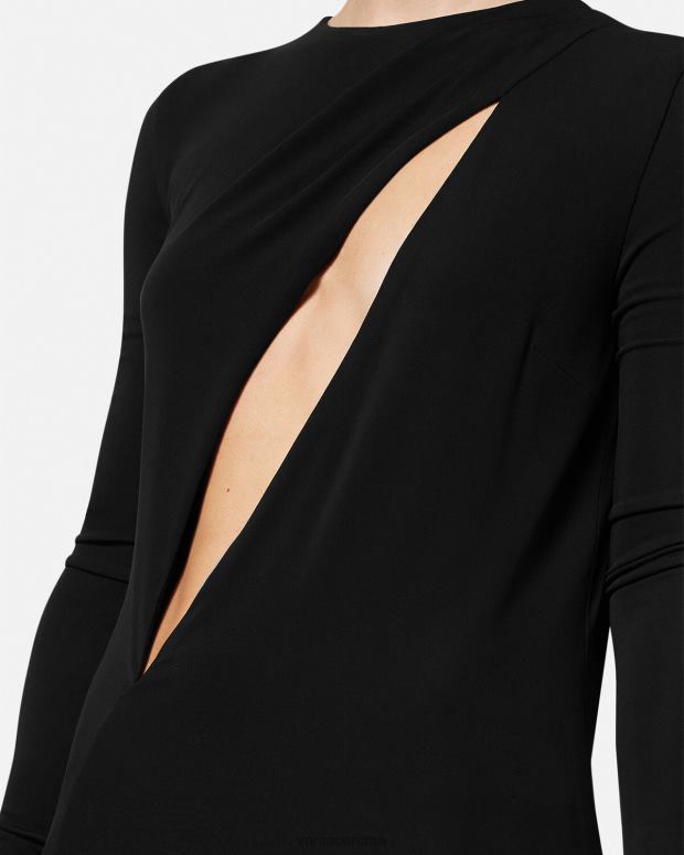 esso Versace donne miniabito tagliato nero JT08Z45 vestiario