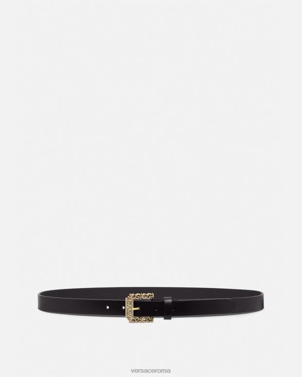 esso Versace uomini cintura atomica sottile barocca nero JT08Z2482 Accessori