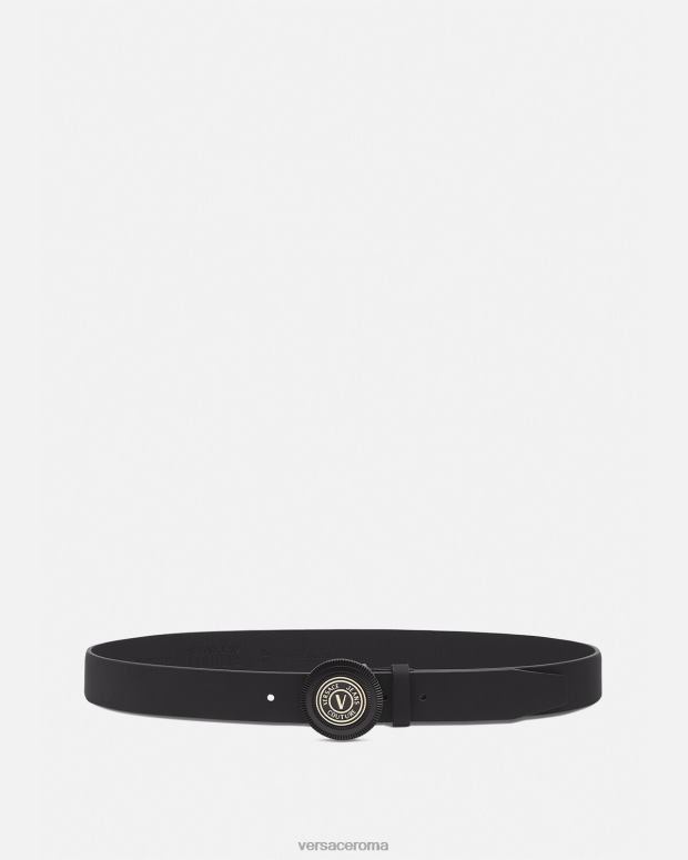 esso Versace uomini cintura con emblema a V nero JT08Z2484 Accessori