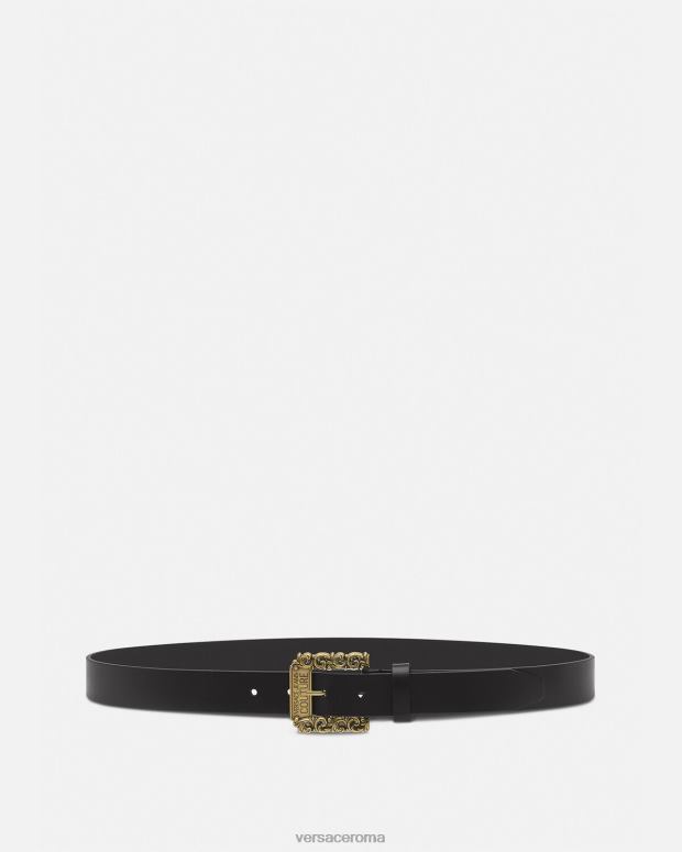 esso Versace uomini cintura con fibbia barocca oro nero JT08Z2485 Accessori