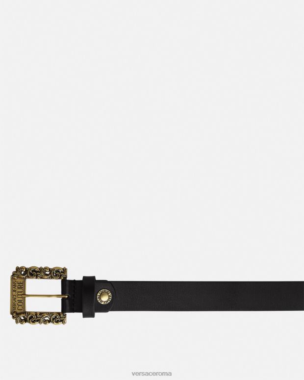 esso Versace uomini cintura con fibbia barocca oro nero JT08Z2485 Accessori
