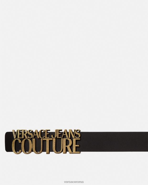 esso Versace uomini cintura con logo lettering oro nero JT08Z2478 Accessori