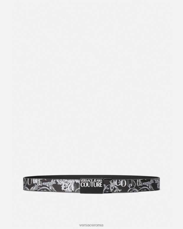 esso Versace uomini cintura couture reversibile con logo nero e grigio JT08Z2507 Accessori