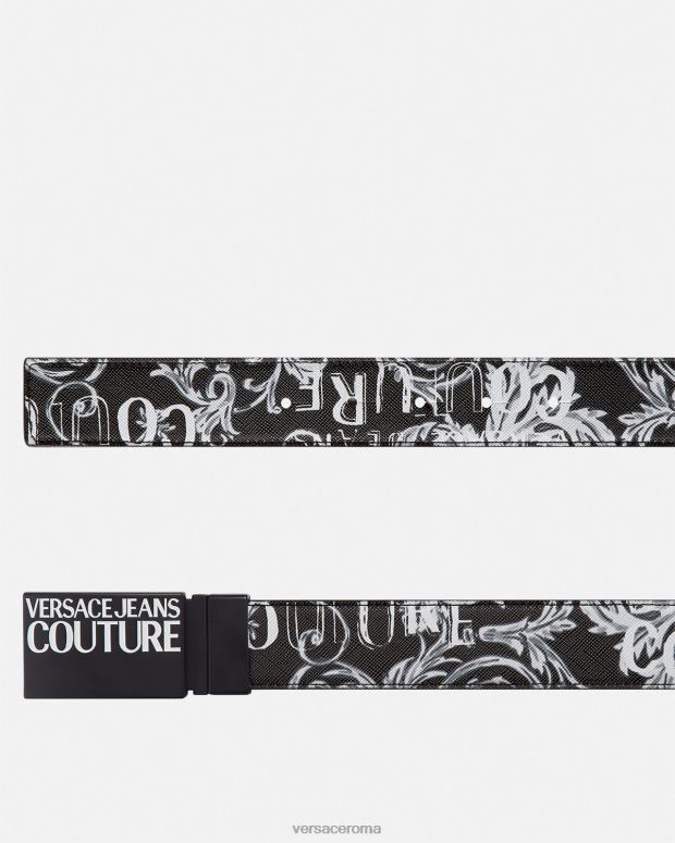 esso Versace uomini cintura couture reversibile con logo nero e grigio JT08Z2507 Accessori