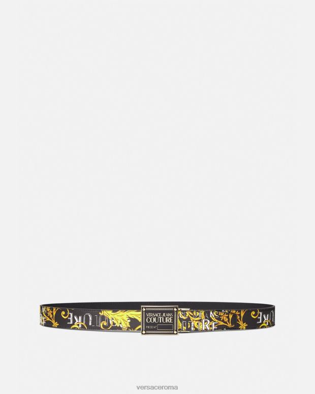 esso Versace uomini cintura couture reversibile con logo oro nero JT08Z2506 Accessori