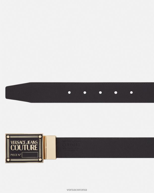 esso Versace uomini cintura couture reversibile con logo oro nero JT08Z2506 Accessori