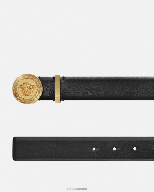 esso Versace uomini cintura in pelle Biggie con Medusa nero JT08Z1609 Accessori