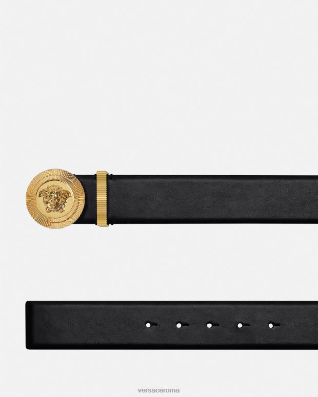 esso Versace uomini cintura in pelle Biggie con Medusa nero JT08Z1611 Accessori
